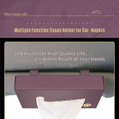Sun visor tissue holder PU leather tissue holder for napkin  storage bag with tissue paper rain coat trash bag