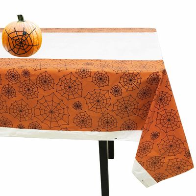 Plain Dyed 54x108'' Gravure Printing Plastic Table Cover For Halloween