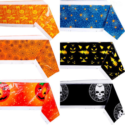Plain Dyed 54x108'' Gravure Printing Plastic Table Cover For Halloween