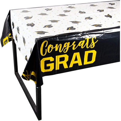 PEVA Gravure Printing Graduation Party Tablecloth Oilproof Rectangle