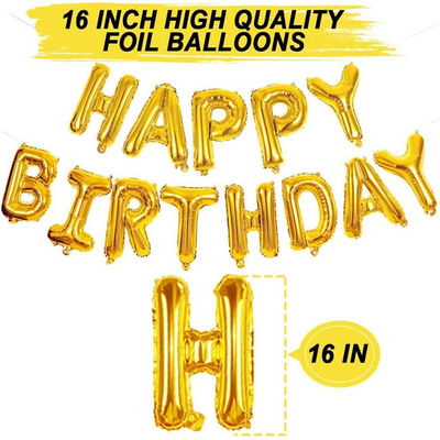 Gold Aluminum Foil Happy Birthday Balloons Banner for Birthday Party Decoration