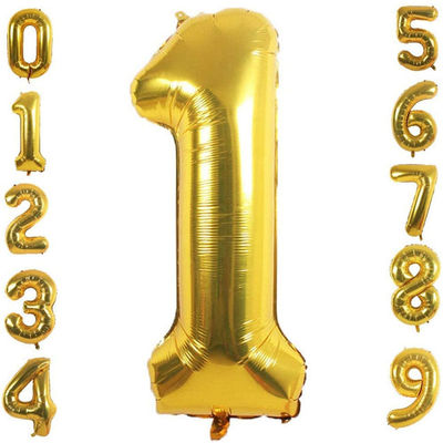 Gold Aluminum Foil Number 0-9 Balloons for Wedding and Party Decoration