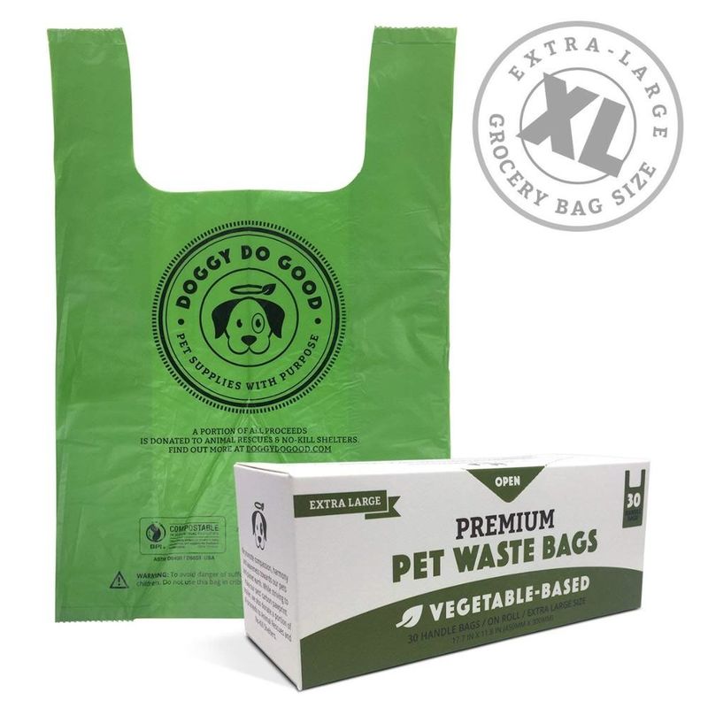 Unscented Biodegradable Dog Poop Bags , Compostable Dog Poop Bags With Handles