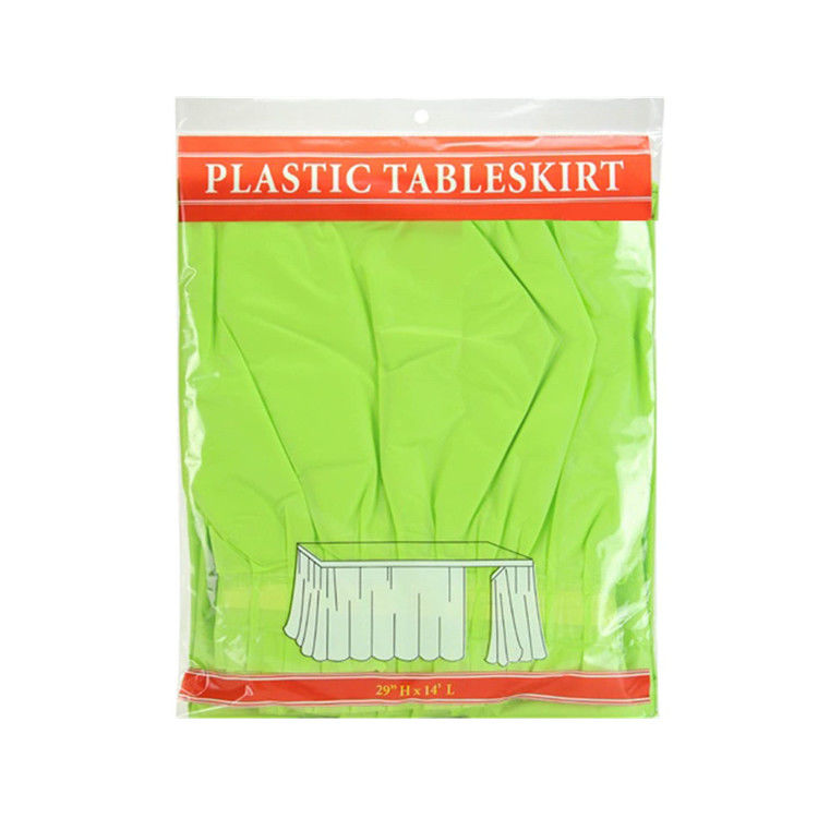 Oil Proof Disposable Plastic Table Skirts With Built - In Adhesive Line