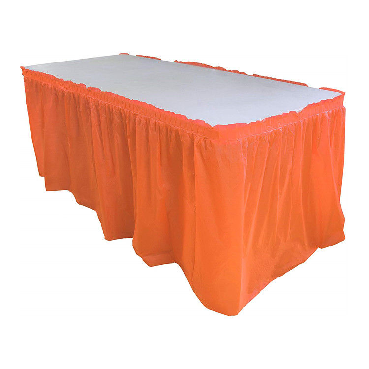 Rectangle Table Skirt , Non Toxic PEVA Plastic Ruffled Table Skirt