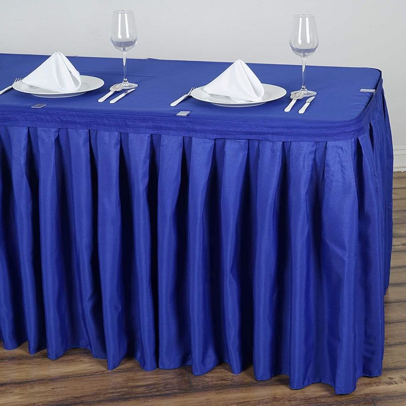 KINSHUN Plastic Table Skirt Rectangle Island Blue Color Party Table Skirt