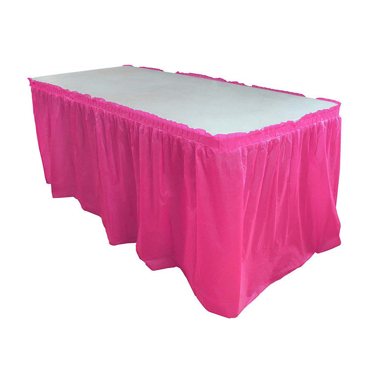 Odorless Disposable Plastic Table Skirts For Birthday Party / Business Convention