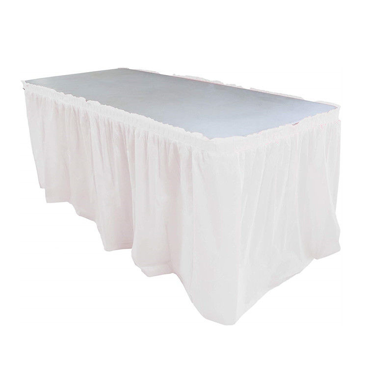 Ruffled Disposable Plastic Table Skirts , Wedding Party Decorative Table Skirts