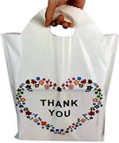 Durable Custom Logo Reusable Shopping Bags , Thank You Floral Merchandise Shopping Bags