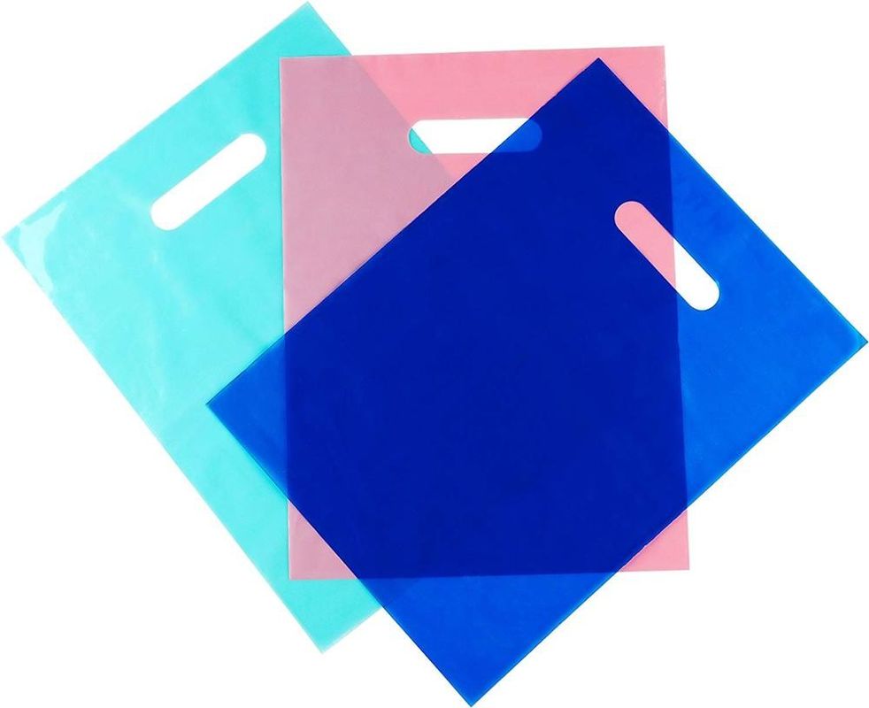 PE Plastic Custom Logo Reusable Shopping Bags With Die Cut Handle