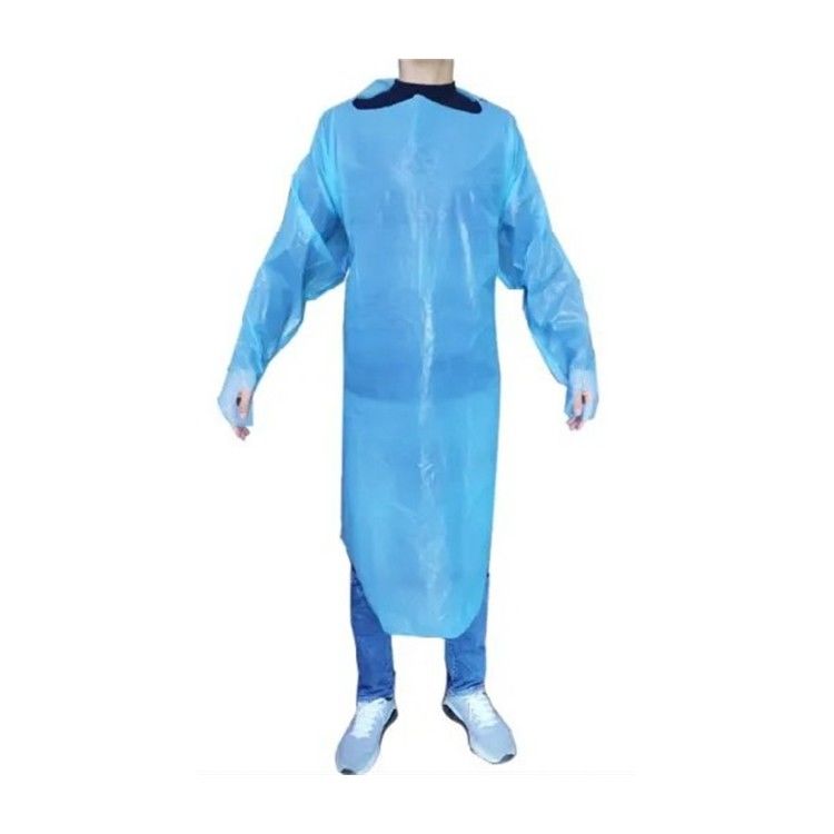 Disposable Lab Coat CPE Aprons 10 count 40&quot;x46&quot; with Long Sleeve &amp; Thumb Hole Unisex Liquid-Proof