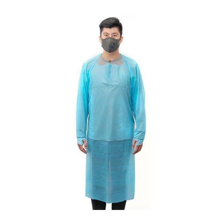 Personal Protective CPE Disposable Blue Lab Coats Gowns With Sleeves